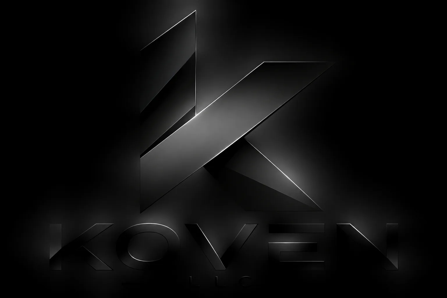 KOVEN LLC logo in brushed black metal